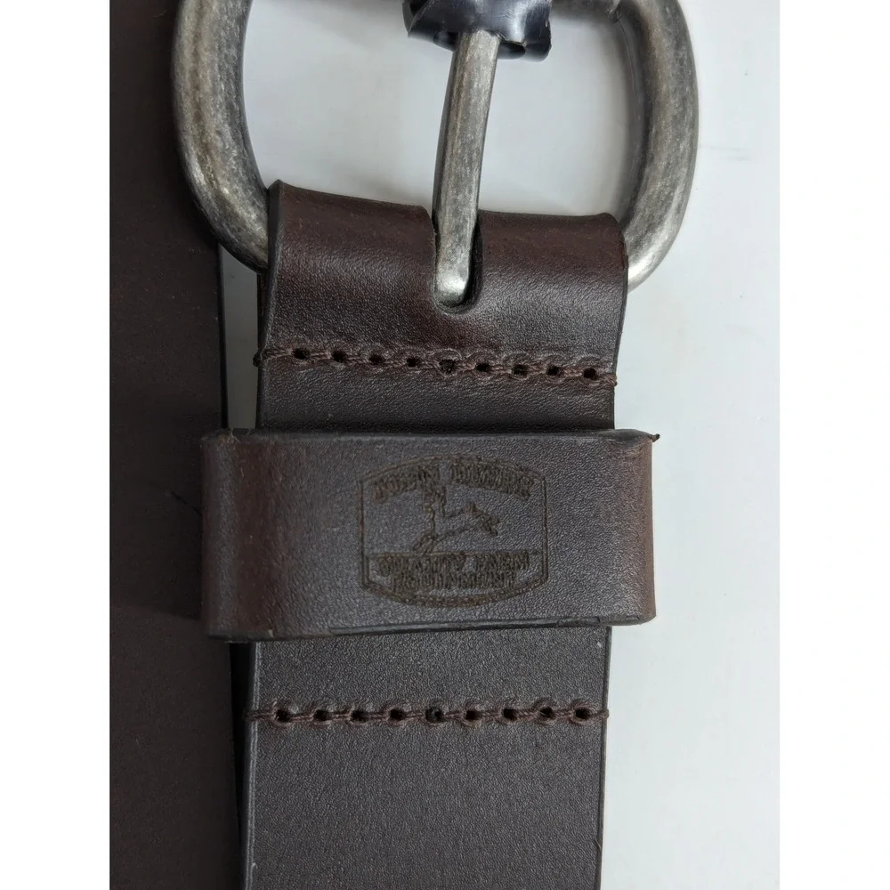 John Deere Mens Dark Brown Solid Genuine Leather Belt Size 32 4581500 NEW